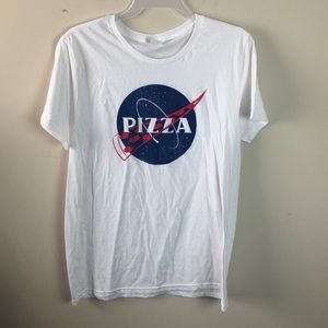Red white and blue graphic tee pizza